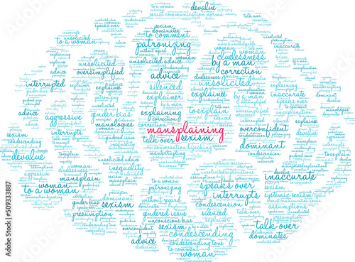 Mansplaining Word Cloud on a white background. 