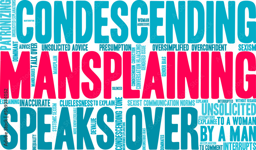 Fototapeta premium Mansplaining Word Cloud on a white background. 