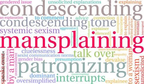Mansplaining Word Cloud on a white background. 