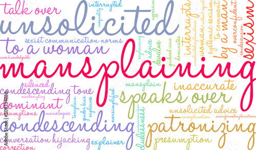 Mansplaining Word Cloud on a white background. 