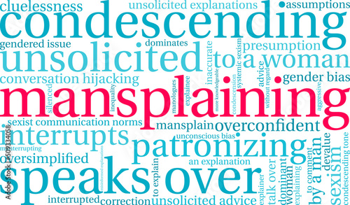 Mansplaining Word Cloud on a white background. 