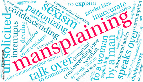 Mansplaining Word Cloud on a white background. 