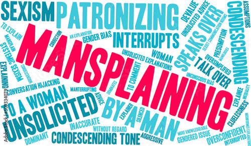 Mansplaining Word Cloud on a white background. 