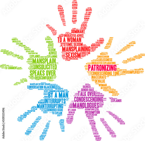 Patronizing Word Cloud on a white background. 
