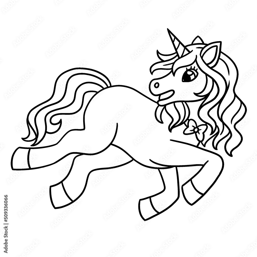Playing Unicorn Isolated Coloring Page for Kids