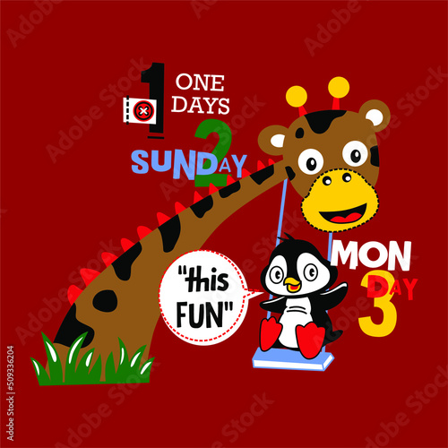 Giraffe playground cartoon vector design