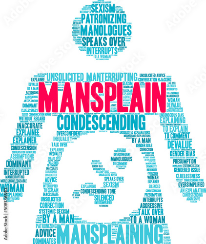 Mansplain Word Cloud on a white background