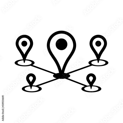 Black solid icon for Multi location Icon