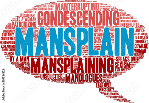 Mansplain Word Cloud on a white background. 