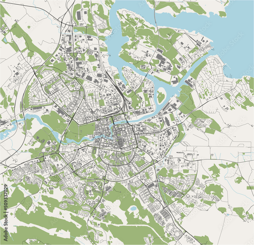 Naklejka premium map of the city of Norrkoping, Sweden