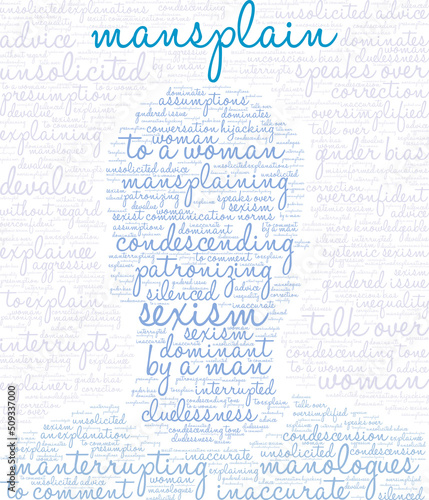 Mansplain Word Cloud on a white background