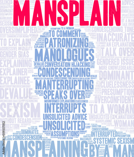 Mansplain Word Cloud on a white background. 