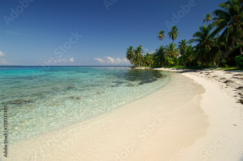 Tropical beach, San Blas archipelago, Panama - stock photo