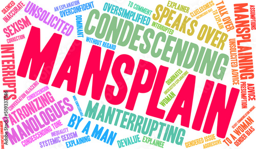 Mansplain Word Cloud on a white background
