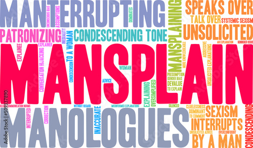 Mansplain Word Cloud on a white background. 