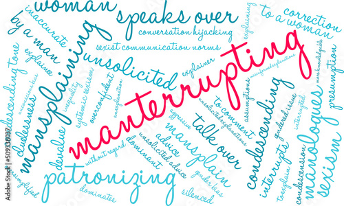 Manterrupting word cloud on a white background. 