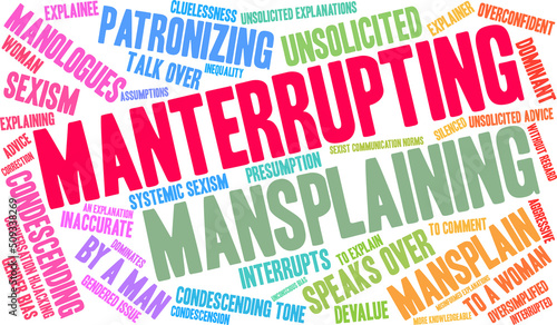 Manterrupting word cloud on a white background. 