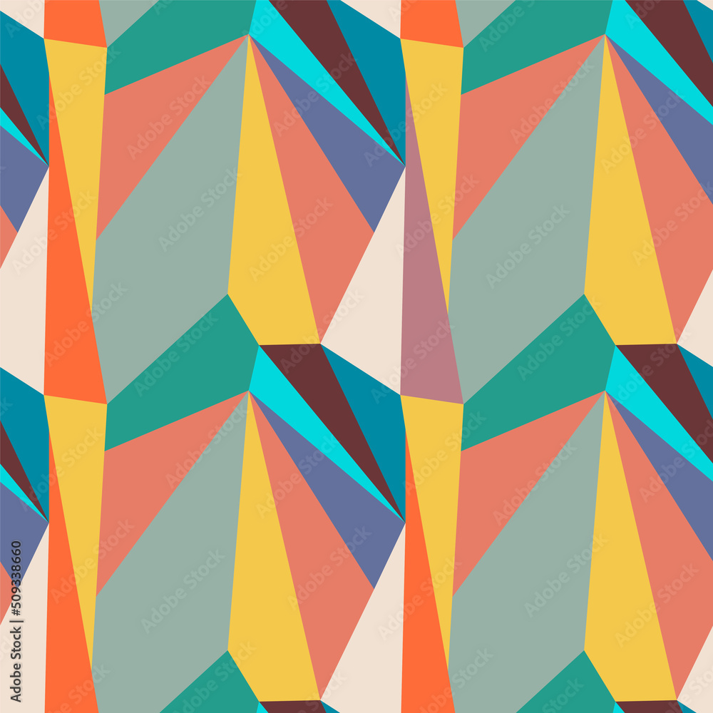 Polygonal seamless pattern with colorful geometry triangle elements Polygonal seamless pattern with colorful geometry triangle elements