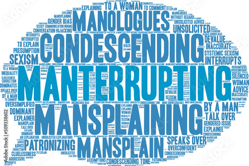 Manterrupting word cloud on a white background. 