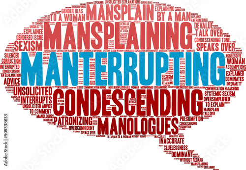 Manterrupting word cloud on a white background. 