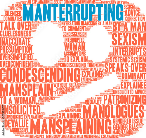 Manterrupting word cloud on a white background. 
