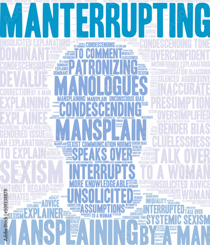 Manterrupting word cloud on a white background. 