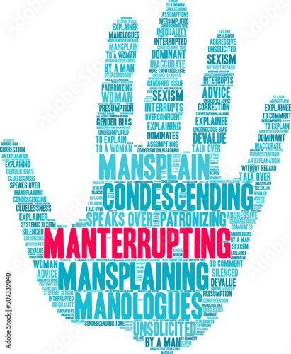 Manterrupting word cloud on a white background. 
