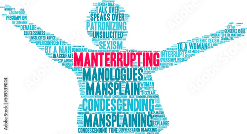 Manterrupting word cloud on a white background. 