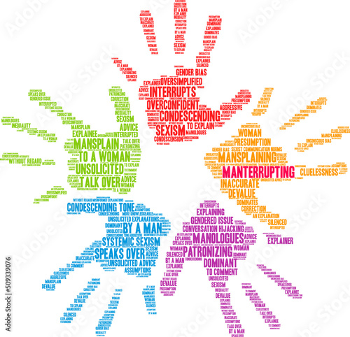 Manterrupting word cloud on a white background. 