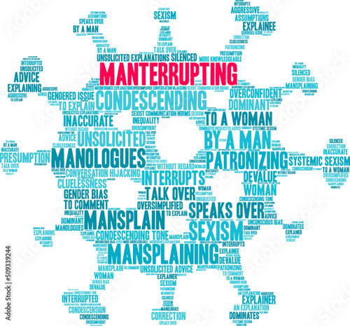 Manterrupting word cloud on a white background. 