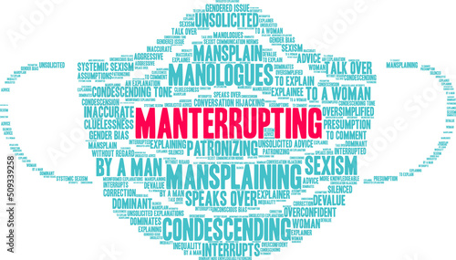 Manterrupting word cloud on a white background. 