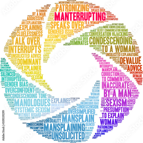 Manterrupting word cloud on a white background. 