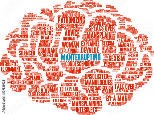 Manterrupting word cloud on a white background. 