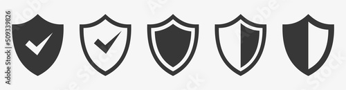 Set of security shield icons isolated on white background. protection, shield, Safety, and defense vector.