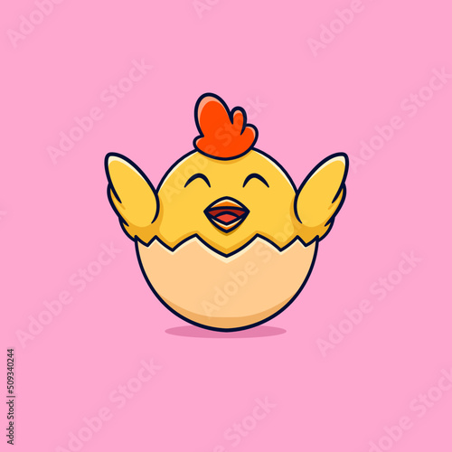 Cute chicks hatch logo cartoon