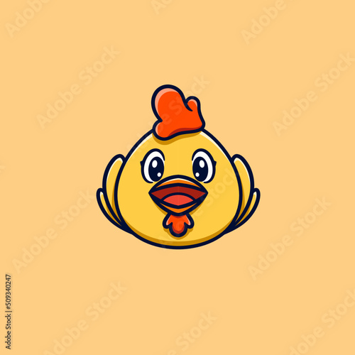 Happy cute chicks logo cartoon