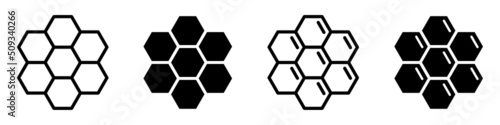 Honeycomb set Icon. Honey bee icon, vector illustration