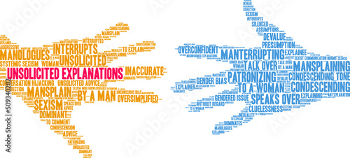Unsolicited Explanations word cloud on a white background. 