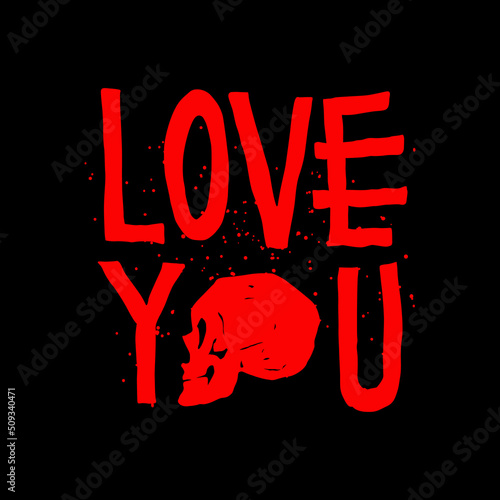 Идентификатор стокового материала (Векторные изображения): 2165960537

love you.decorative red font with skull.vector illustration on a black background.modern typography design perfect for t shirt,po