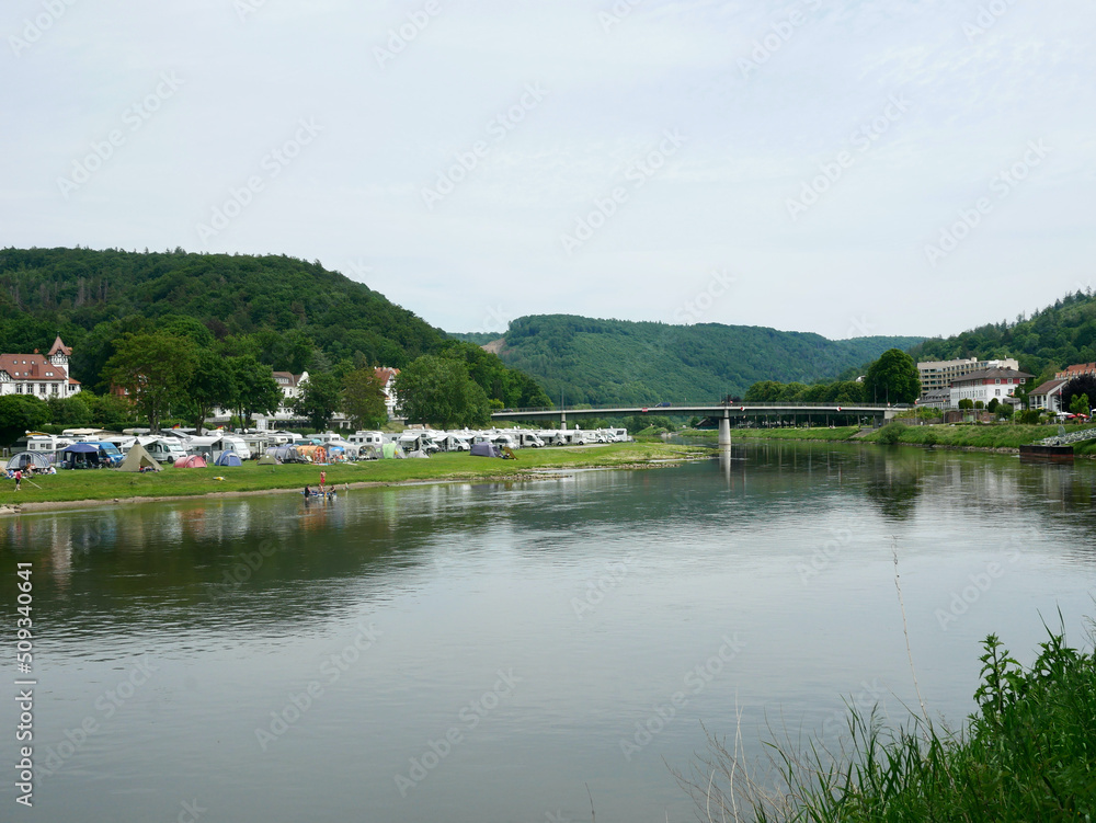 Blick auf die Weser vom Dreiländereck bei Bad Karlshafen Blick auf die Weser vom Dreiländereck bei Bad Karlshafen