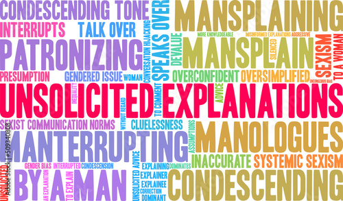 Unsolicited Explanations word cloud on a white background. 