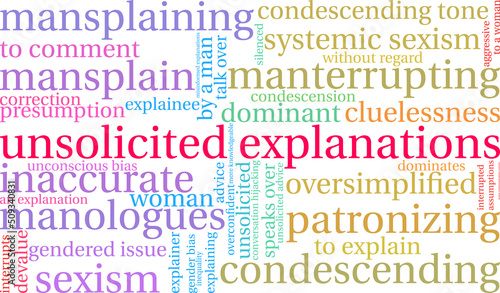 Unsolicited Explanations word cloud on a white background. 