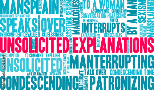 Unsolicited Explanations word cloud on a white background. 