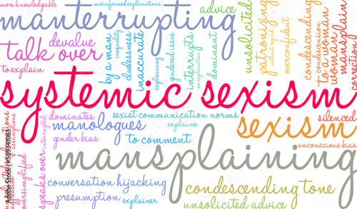 Systemic Sexism Word Cloud on a white background. 