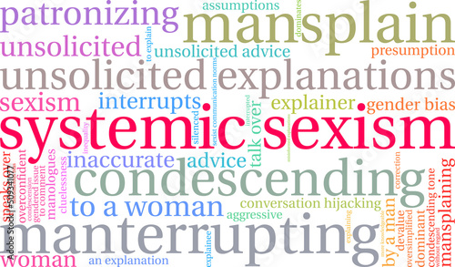 Systemic Sexism Word Cloud on a white background. 