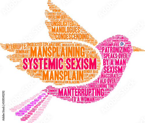 Systemic Sexism Word Cloud on a white background. 