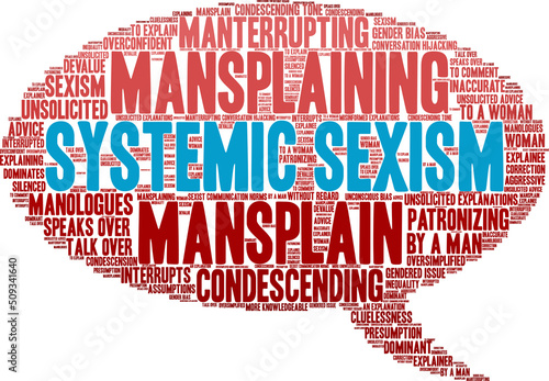 Systemic Sexism Word Cloud on a white background. 