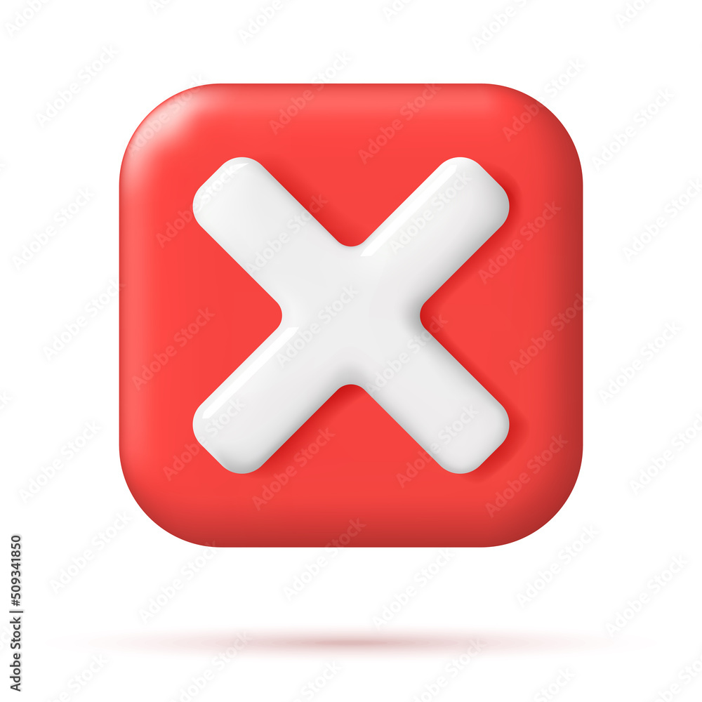 Obraz premium 3D Wrong Button in Square Shape.