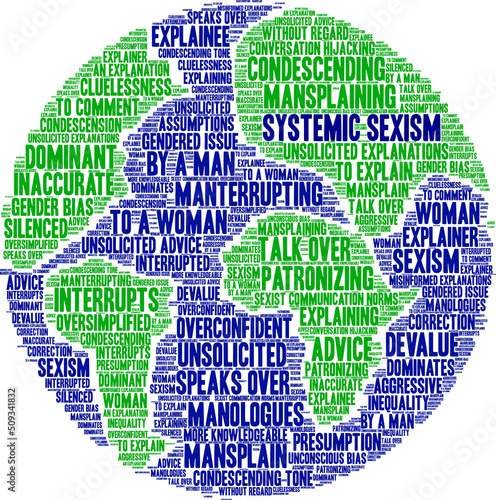 Systemic Sexism Word Cloud on a white background. 