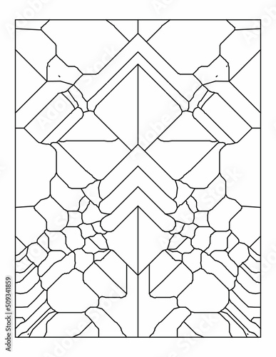Adult coloring page of glass cracked pattern. Black and white pattern. Relieve stress and anxiety. EPS8 #572